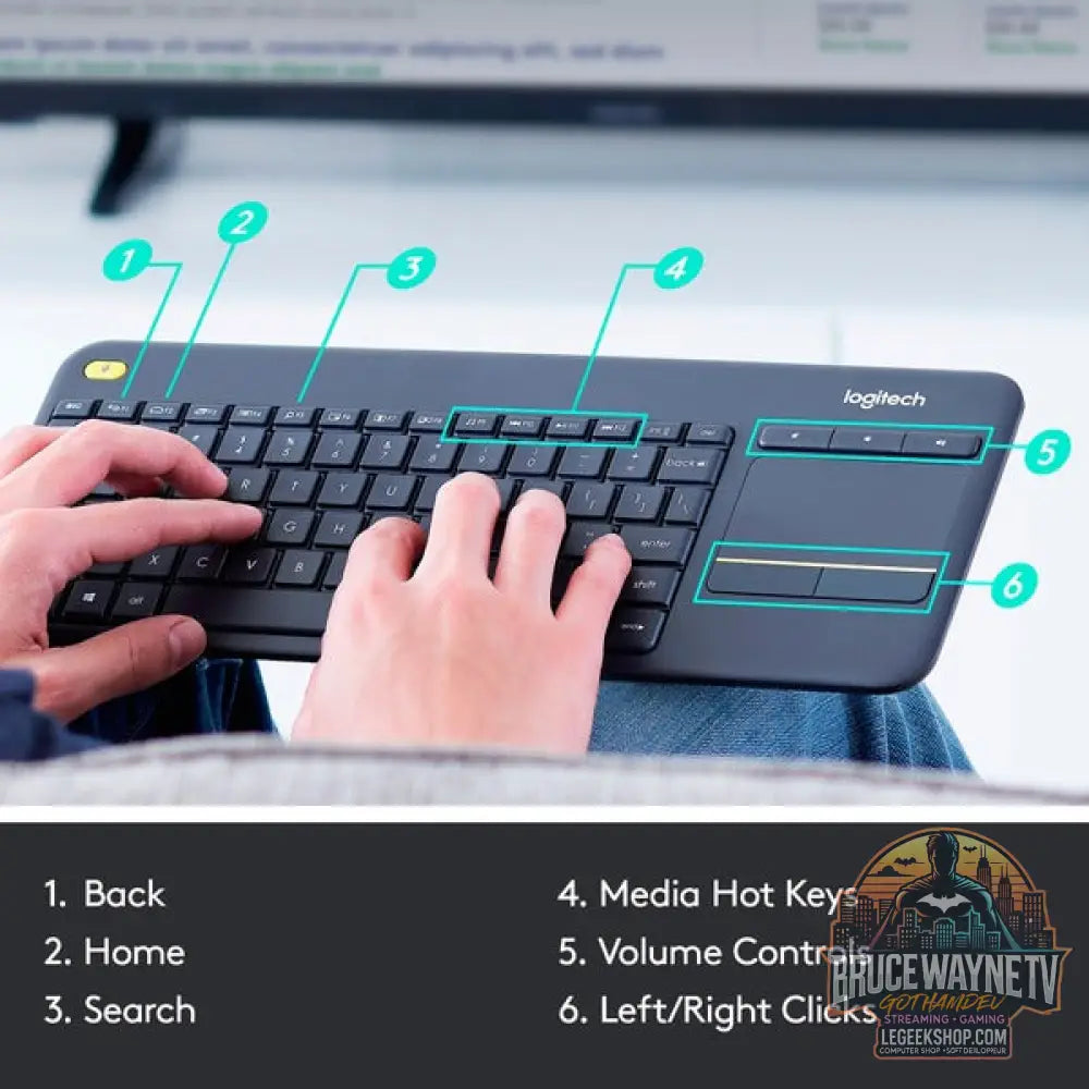 Wireless Touch Keyboard K400 Plus - Logitech - vue 3