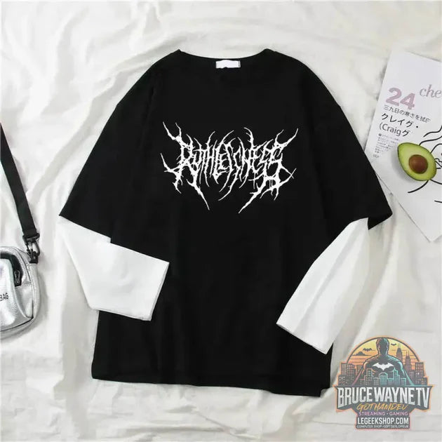 Guide d'achat : T-shirt à col rond imprimé pour femme, haut à manches longues, chemise d'extérieur, mince, style sombre punk, mode sport, Harajuku, Y2K | Wayne Outfitters
