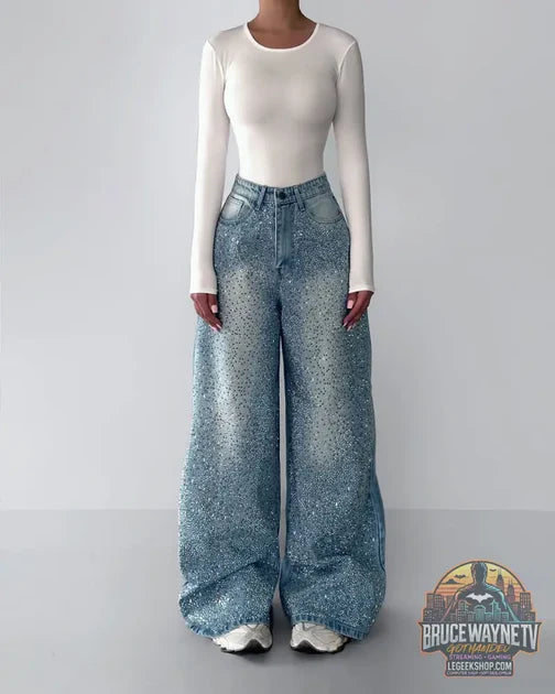 Jean Denim Strass Irréguliers Vintage Élégant vs Jean Imprimé Léopard Zip Patchwork Élégant : quel Jean Femme choisir ?