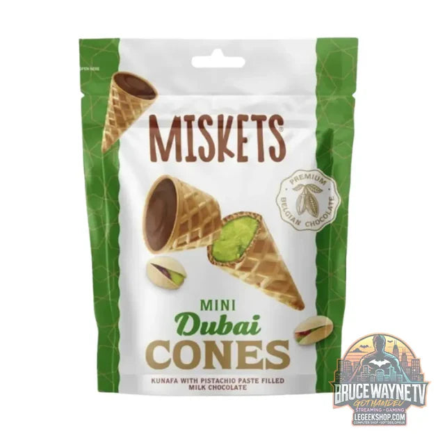 Guide d'achat : Miskets Mini Dubai Cones, cornets de gaufrette garnis de pistache et chocolat au lait de 50g (Pack de 12)