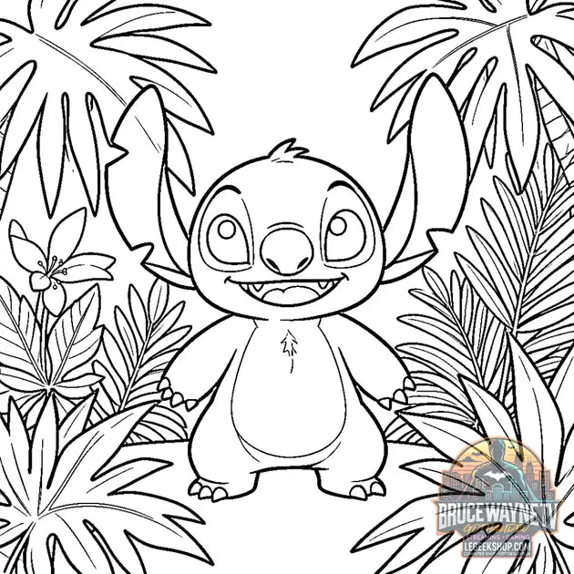Guide d'achat : Page coloriage Stitch palmier — Dessin exclusif LeGeekShop, personnage adoré Disney