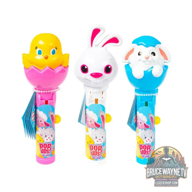 Guide d'achat : Pop Ups! Lollipos Easter, bonbon au goût de fraise avec emballage surprise de 10g (Paquet de 12)
