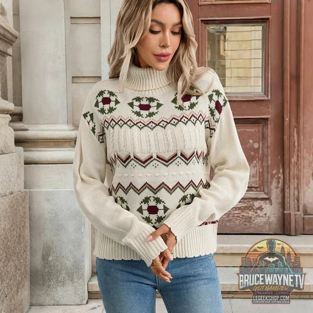 Guide d'achat : Pull Femme Col Roulé Motif Ethnique Sweet Loose