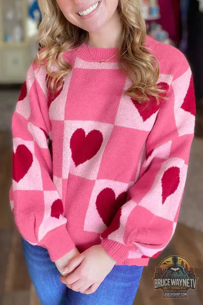 Pull Love Heart Rose — Col Rond Manches Bulle Saint-Valentin vs 🧶 Pull Femme Tricoté Pois Col Rond Loose Hiver 🧶 : quel Pull Femme choisir ?
