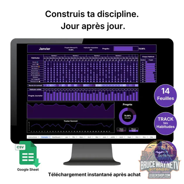 Guide d'achat : Tracker d'Habitude 2.0 Pro - Google Sheets par GothamDev