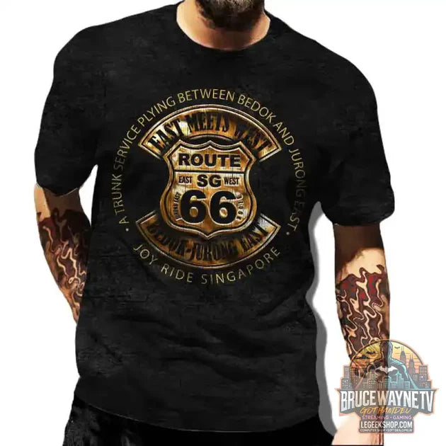 Guide d'achat : T-Shirt Vintage US Route 66 – Imprimé Hip-Hop Streetwear Homme Séchage Rapide