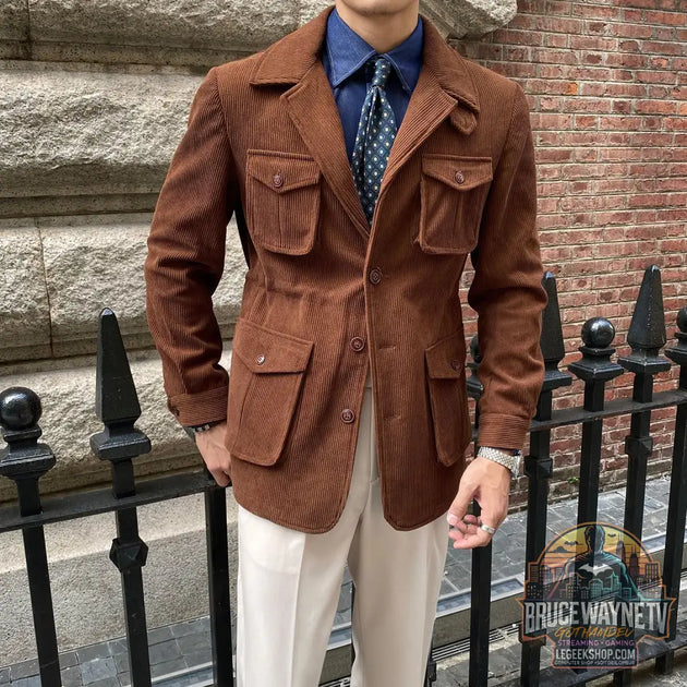 Guide d'achat : Veste Homme Velours Côtelé Casual Slim Fit Kaki Épaisse