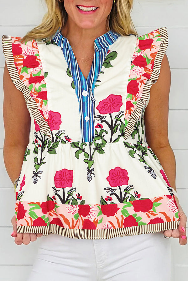 Blouse femme floral, rayé — rose · LC25132494-P1020 · LC25132494-P1020-L