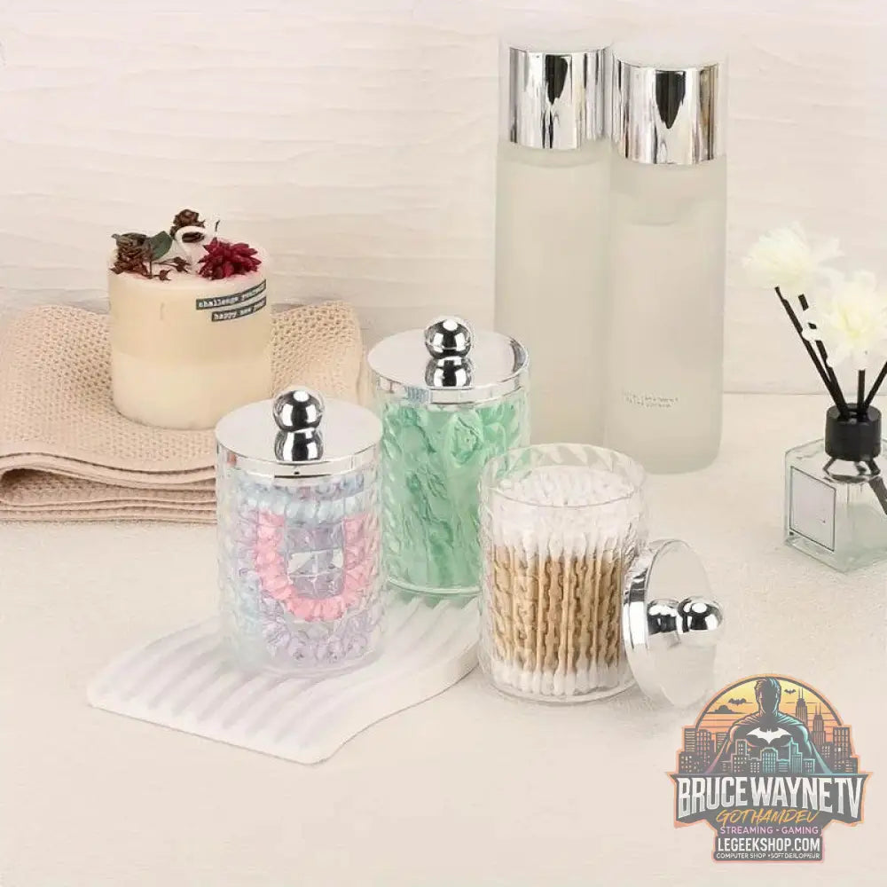 🧺 Boîte de Rangement Transparent – Pot d’Apothicaire 10 Oz | Porte-Coton-Tige & Accessoires - Legeekshop