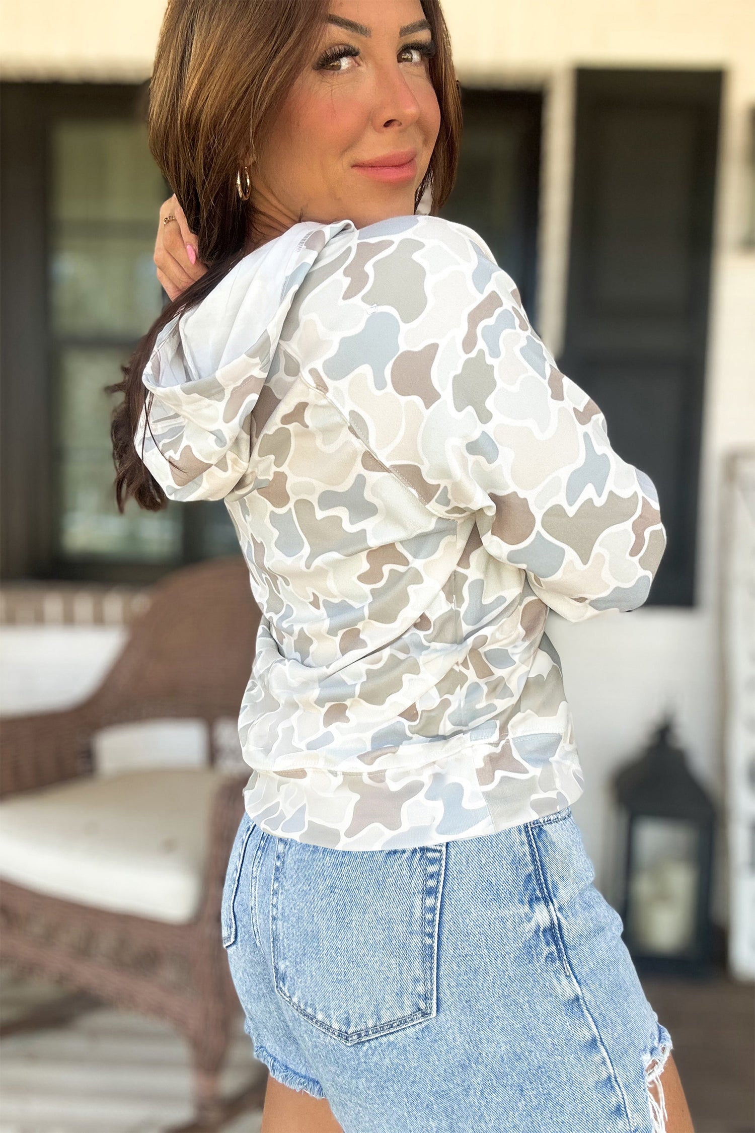 Beige Camouflage Print Relaxed — Tops/Sweatshirts & Hoodies, vue 2, LeGeekShop