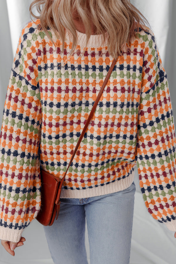 Pull rayé, en maille, épaules tombantes — multicolore