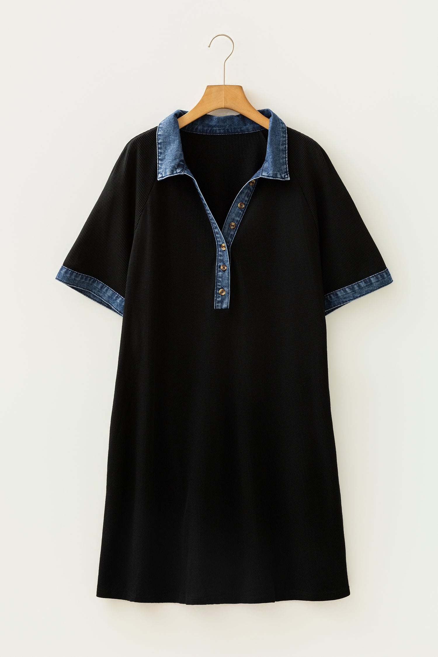 Black Colorblock Denim Collar — Plus Size/Plus Size Dresses/Plus Size Mini Dresses, vue 2, LeGeekShop