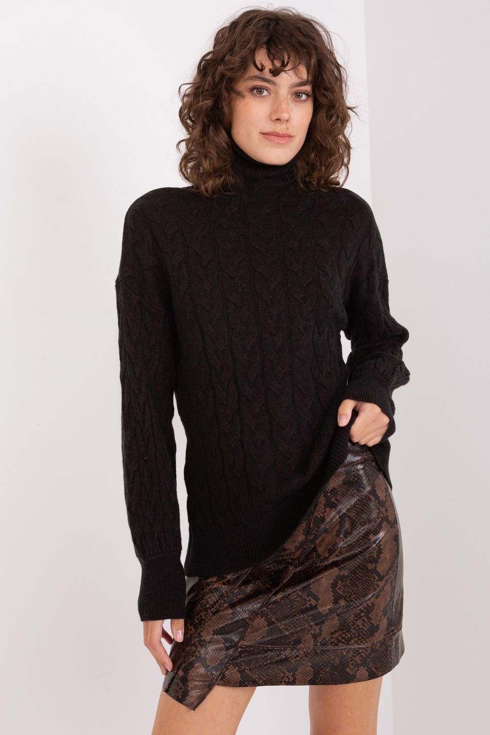 Pull femme AT Col Roulé Col — noir