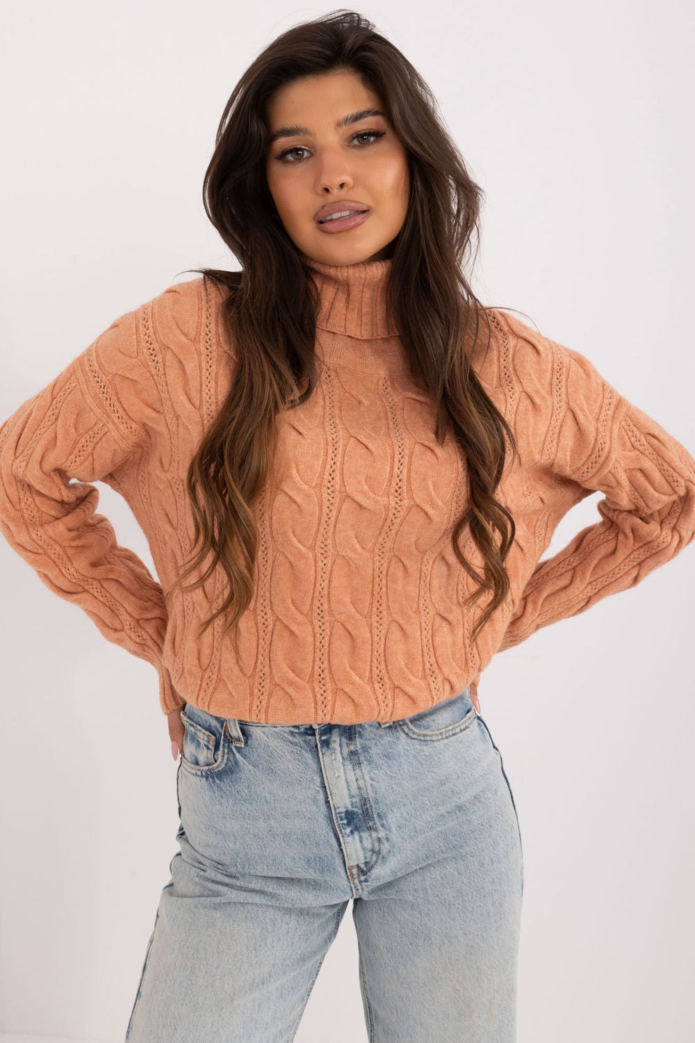 Pull femme AT Col Roulé Col — orange