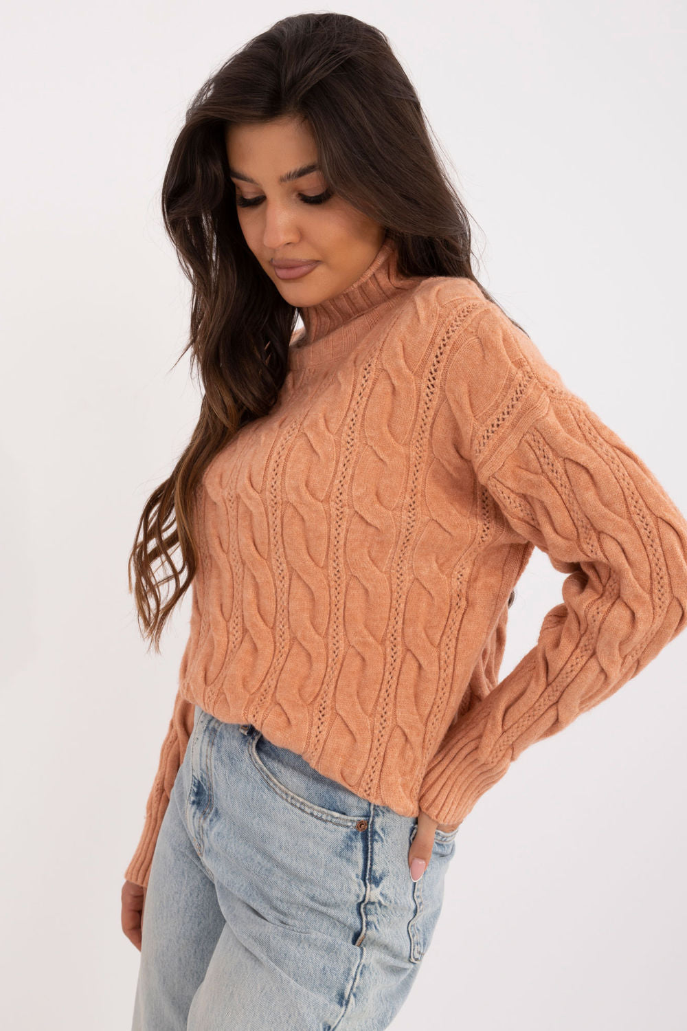 Pull femme AT Col Roulé Col — orange