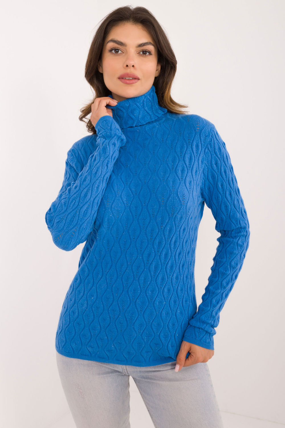 Pull femme AT Col Roulé Col — bleu