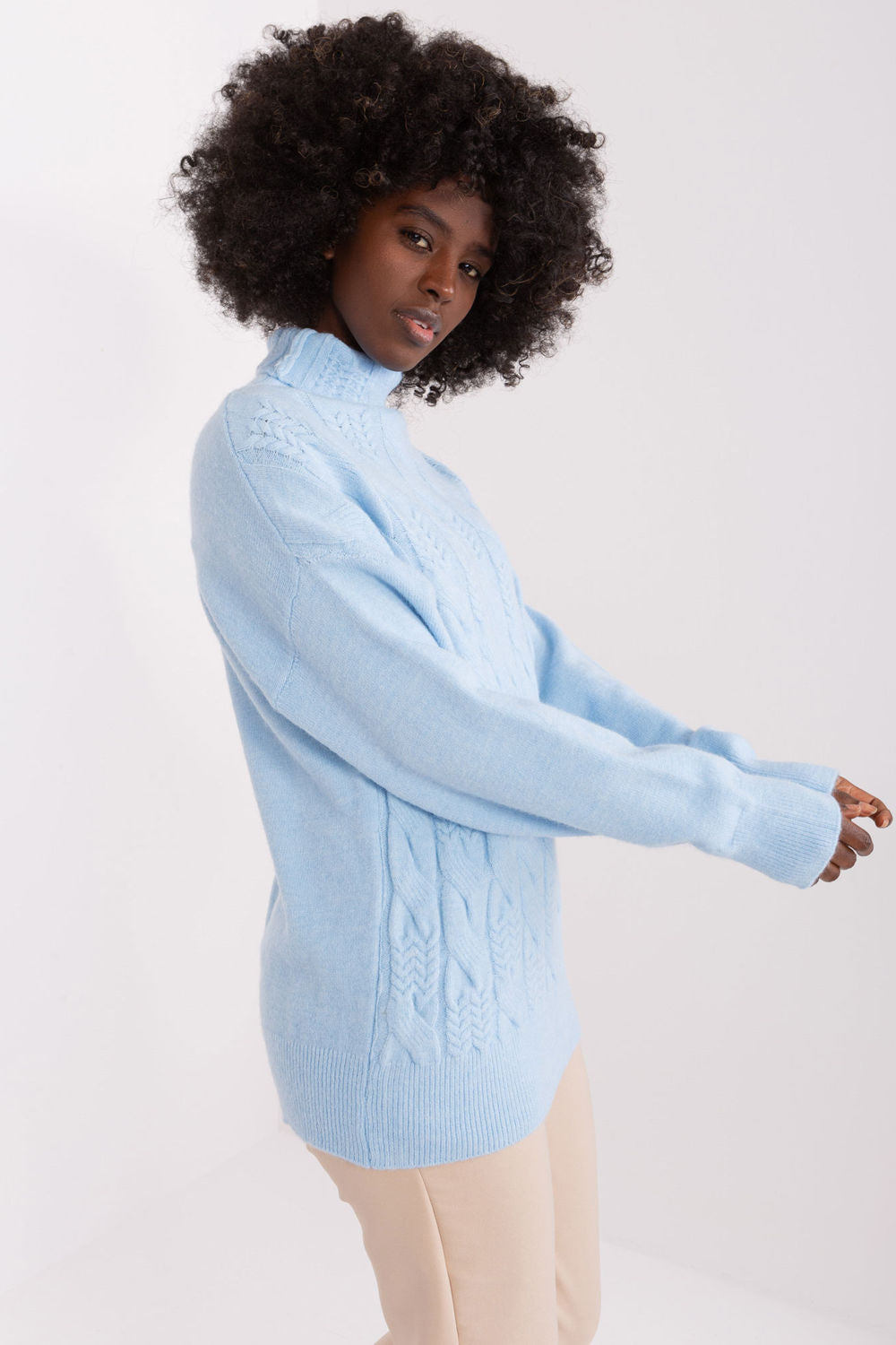 Pull femme AT Col Roulé Col — bleu