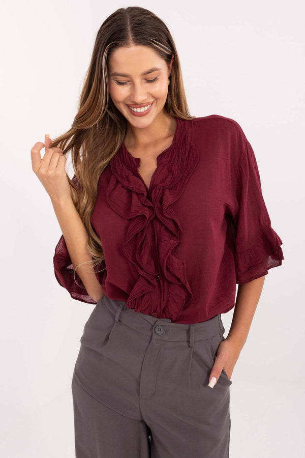 Blouse femme Italy Moda Chemise Chemise — rouge