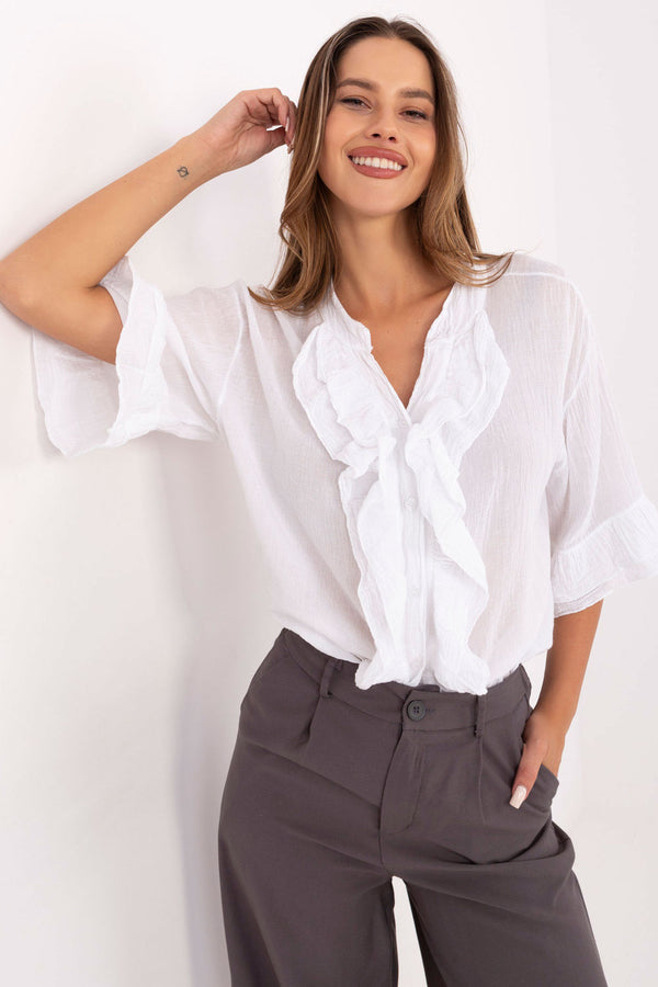 Blouse femme Italy Moda Chemise Chemise — blanc