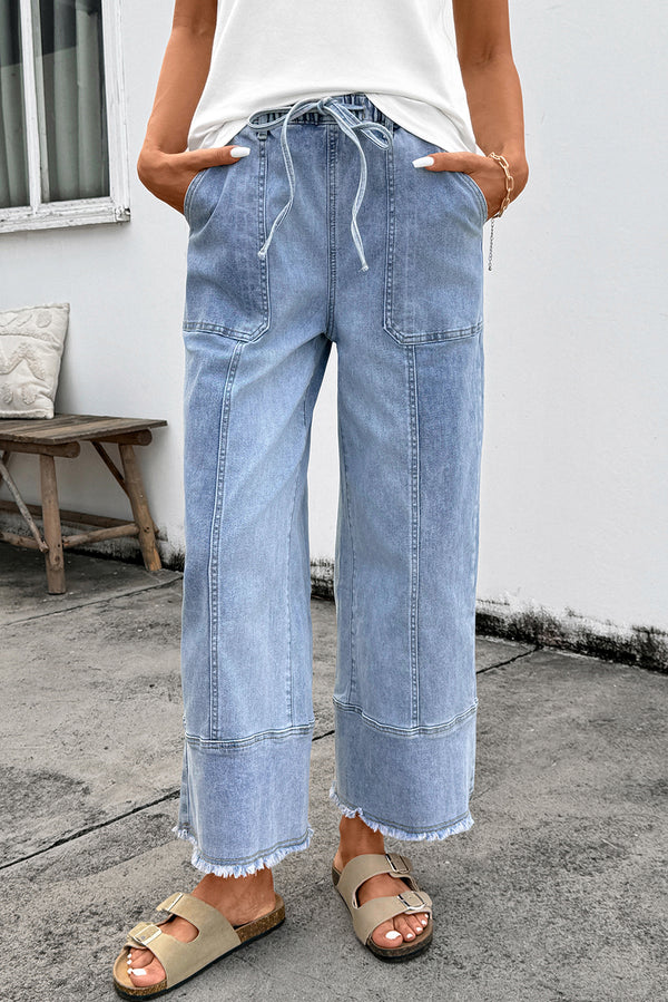 Pantalon à cordon, jambe large — bleu ciel