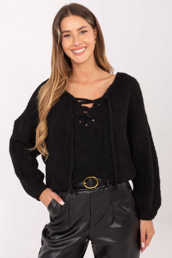 Pull femme Italy Moda Chandail Chandail — noir
