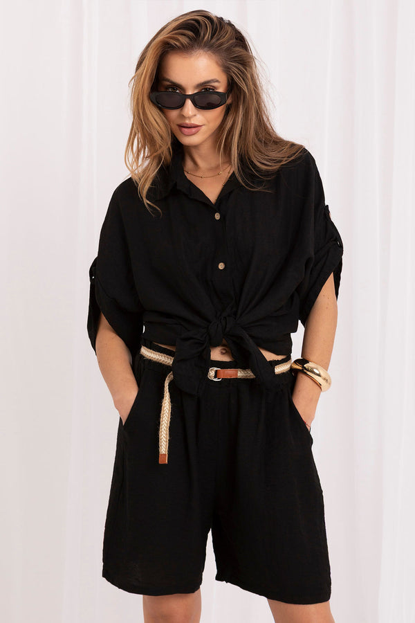 Blouse femme Italy Moda Chemise Chemise — noir