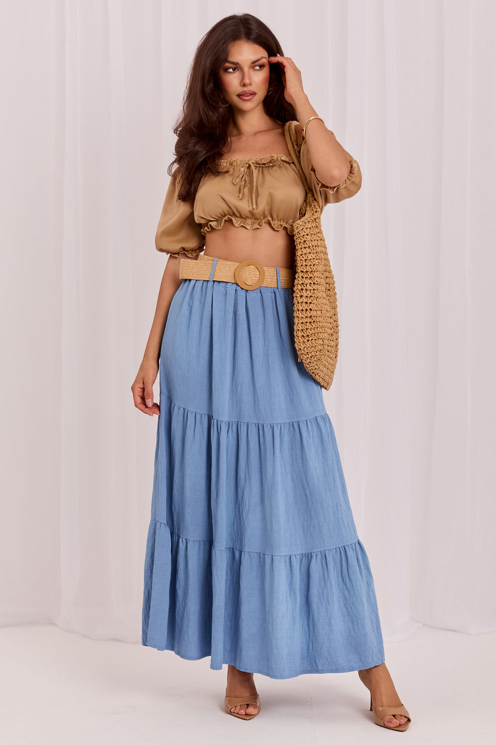 Jupe femme Italy Moda Longue Longue — bleu