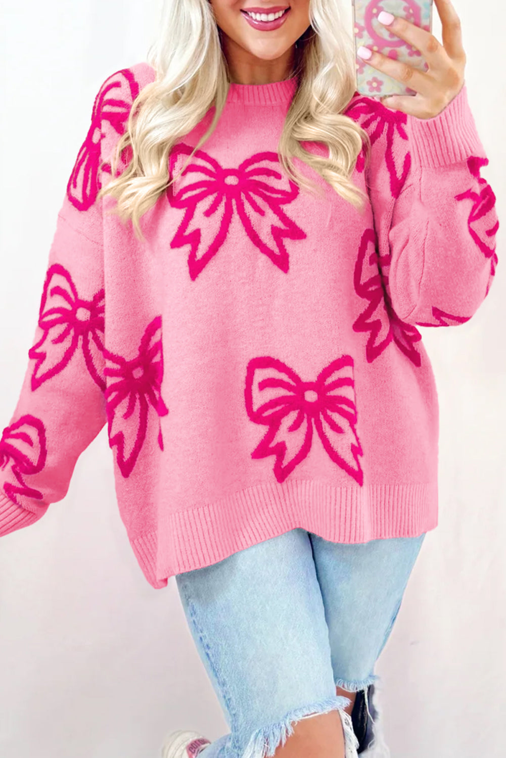 Pull épaules tombantes, ample — rose
