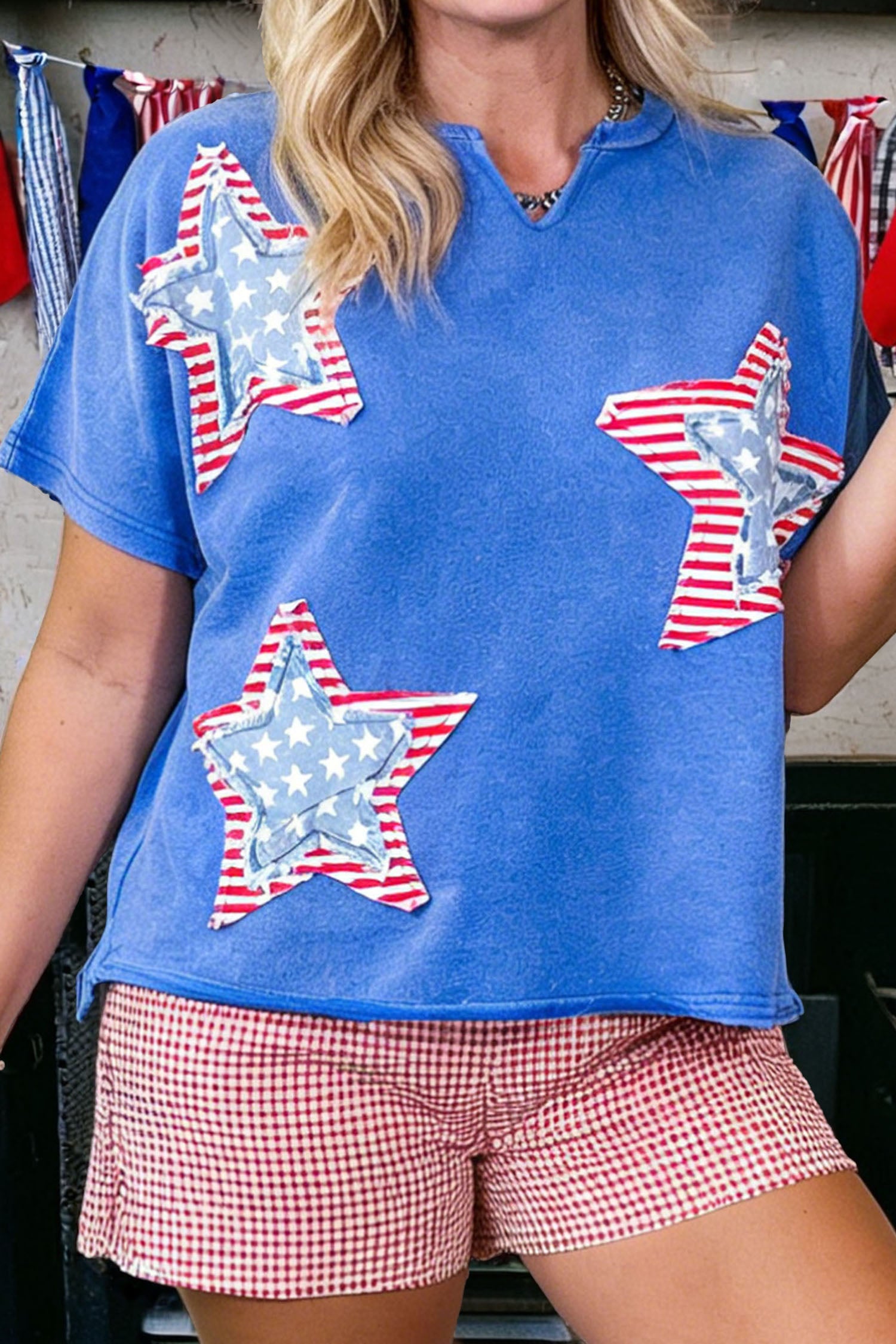 White Patriot Star Patched — Tops/Tops & Tees, vue 4, LeGeekShop