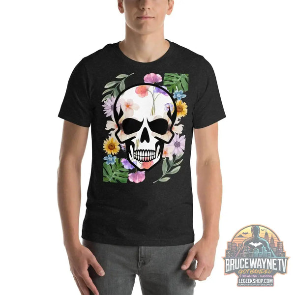 T-shirt Unisexe à Imprimé Crâne et Fleurs - Mode Estivale | Wayne Outfitters - Legeekshop