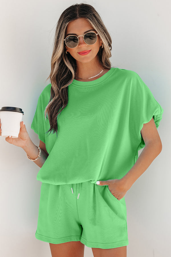 Ensemble femme à cordon, ample, uni — vert · LC629140-P9 · LC629140-P9-L