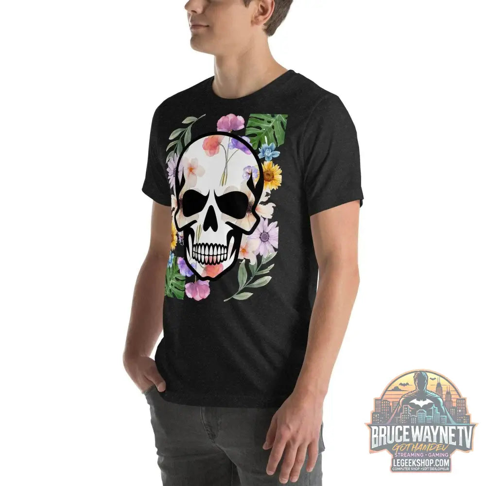 T-shirt Unisexe à Imprimé Crâne et Fleurs - Mode Estivale | Wayne Outfitters - Legeekshop
