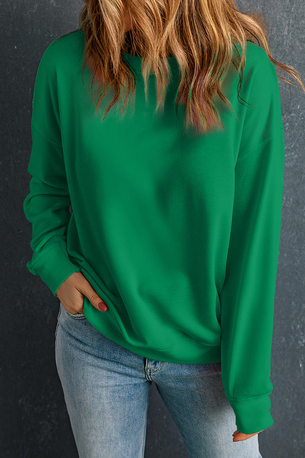 Sweat femme col rond, uni — vert foncé