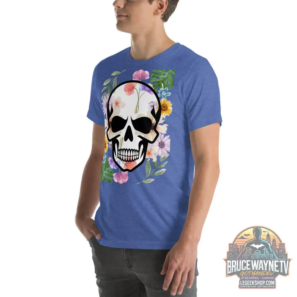 T-shirt Unisexe à Imprimé Crâne et Fleurs - Mode Estivale | Wayne Outfitters - Legeekshop