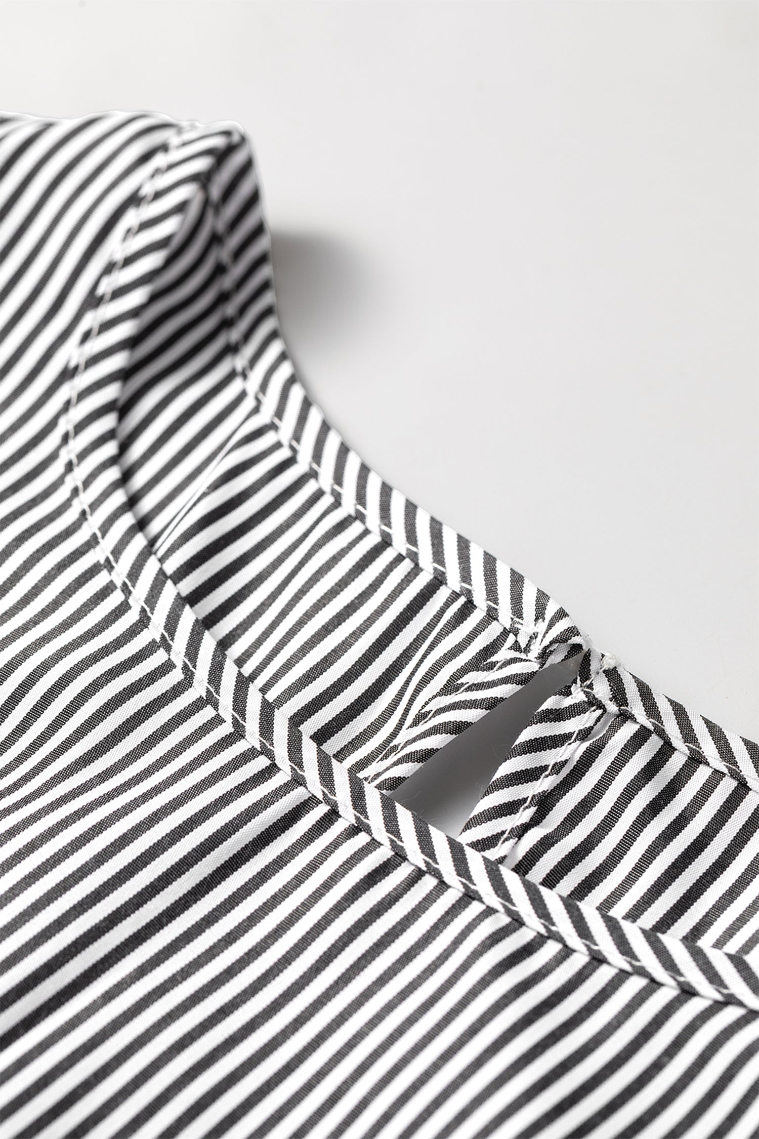 Black Stripe Striped Ruffle Sleeve Short Sleeve Round Neck Casual Shift Blouse
