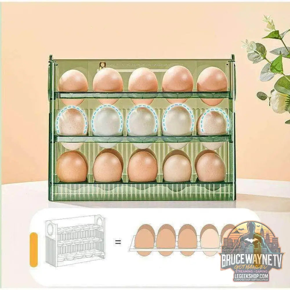 🥚 Boîte de Rangement d'Œufs Coulissante à 3 Couches – Style Échelle | Grande Capacité Réfrigérateur - Legeekshop