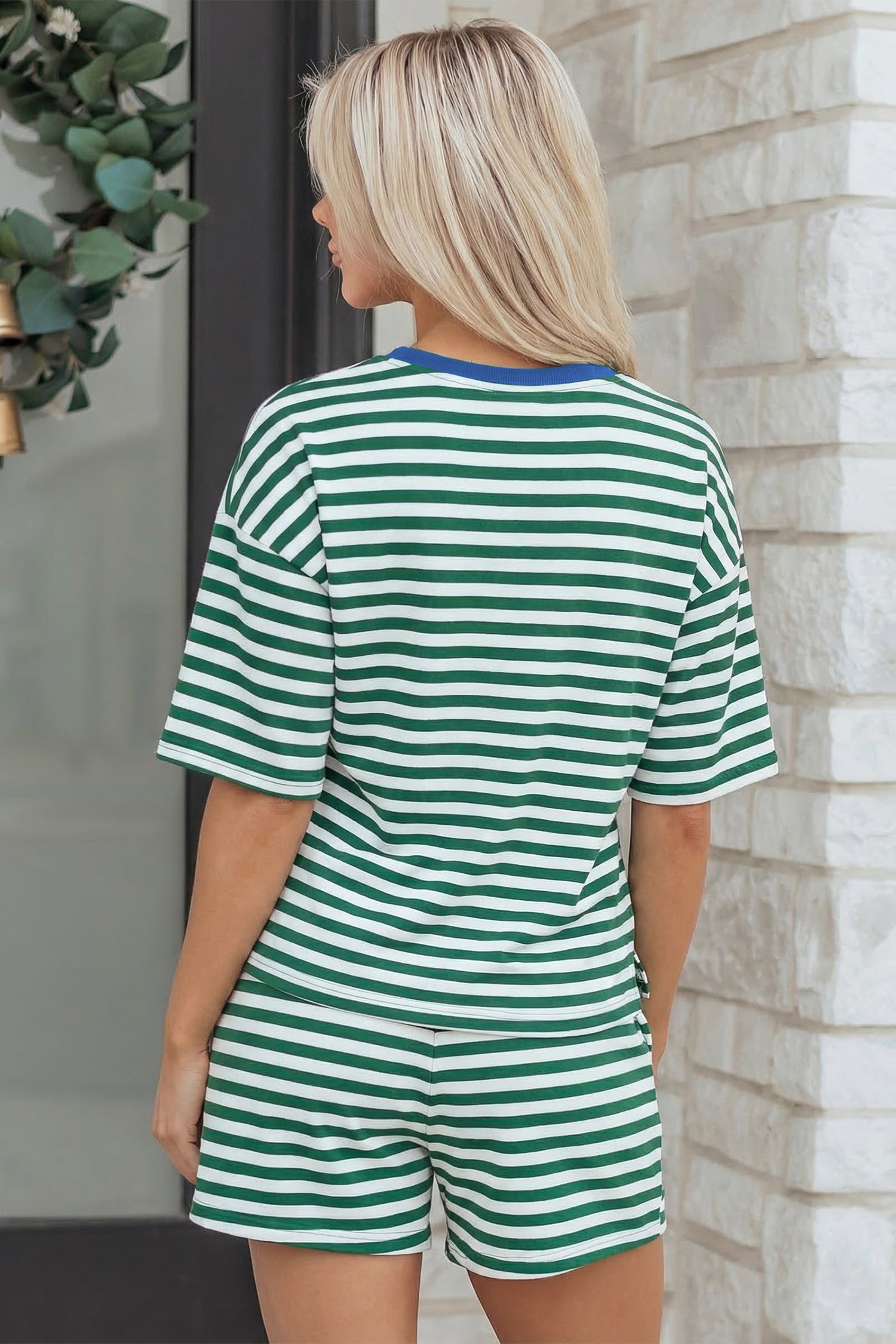 Rose Stripe Drop Shoulder — Two Piece Sets/Short Sets, vue 8, LeGeekShop