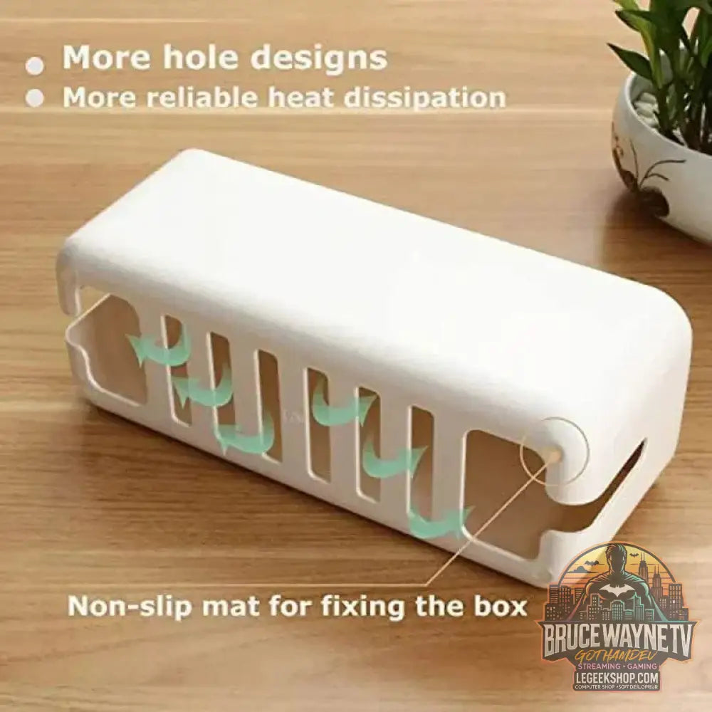 🔌 Boîte de Rangement Câbles avec Couvercle Bambou – Organisateur de Bureau Moderne - Legeekshop