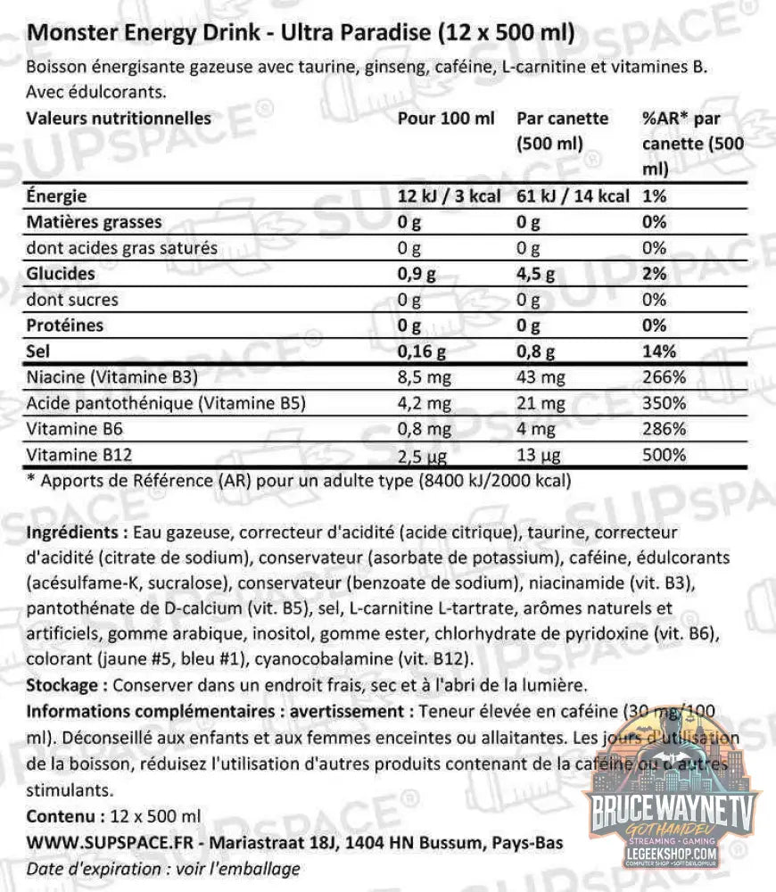 Monster Energy Ultra Paradise (12 x 500 ml) ou à l'unité - Legeekshop
