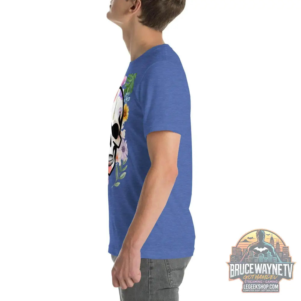 T-shirt Unisexe à Imprimé Crâne et Fleurs - Mode Estivale | Wayne Outfitters - Legeekshop