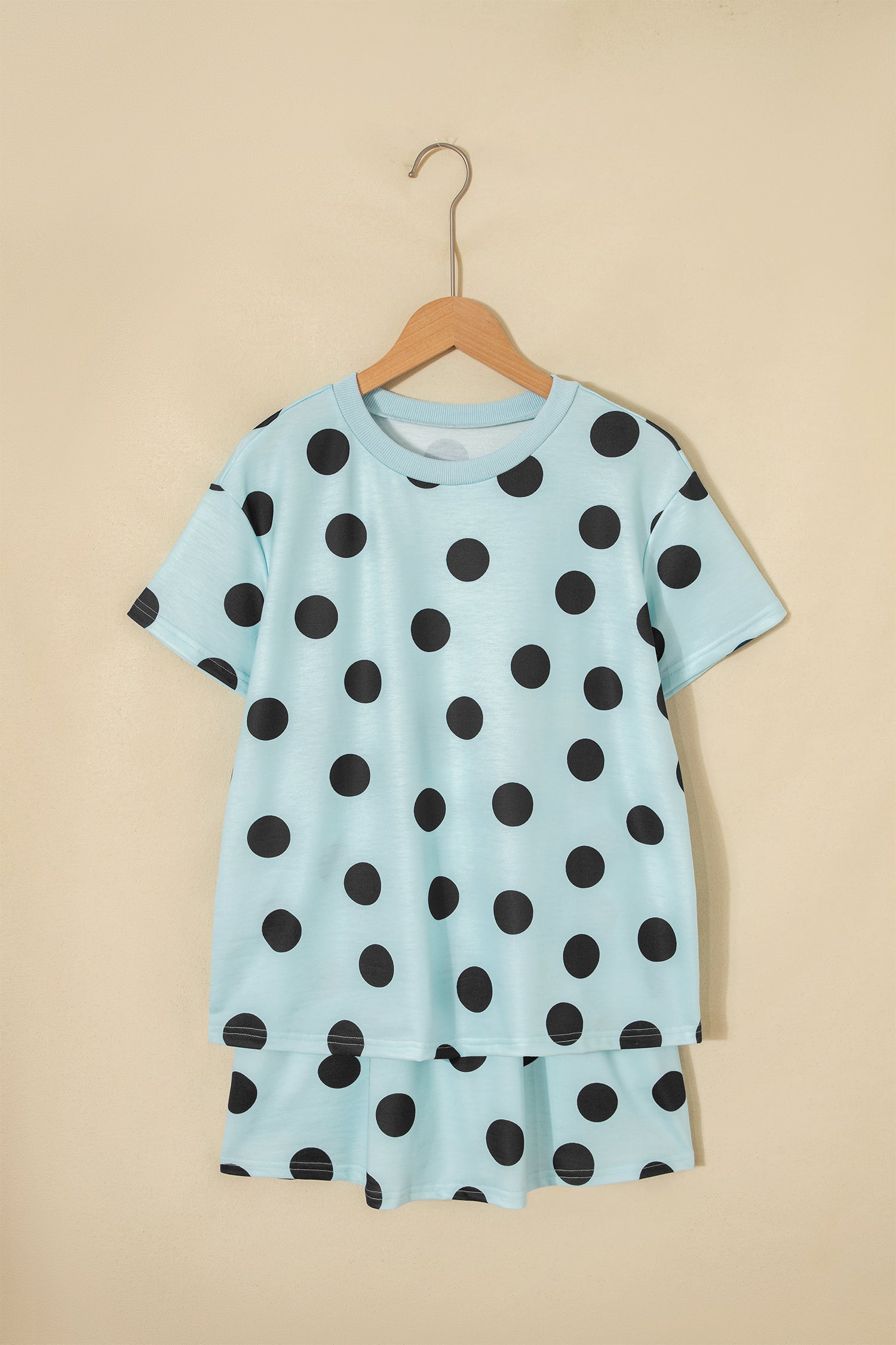White Polka Dot Short Sleeve Top Casual Skort 2pcs Outfit