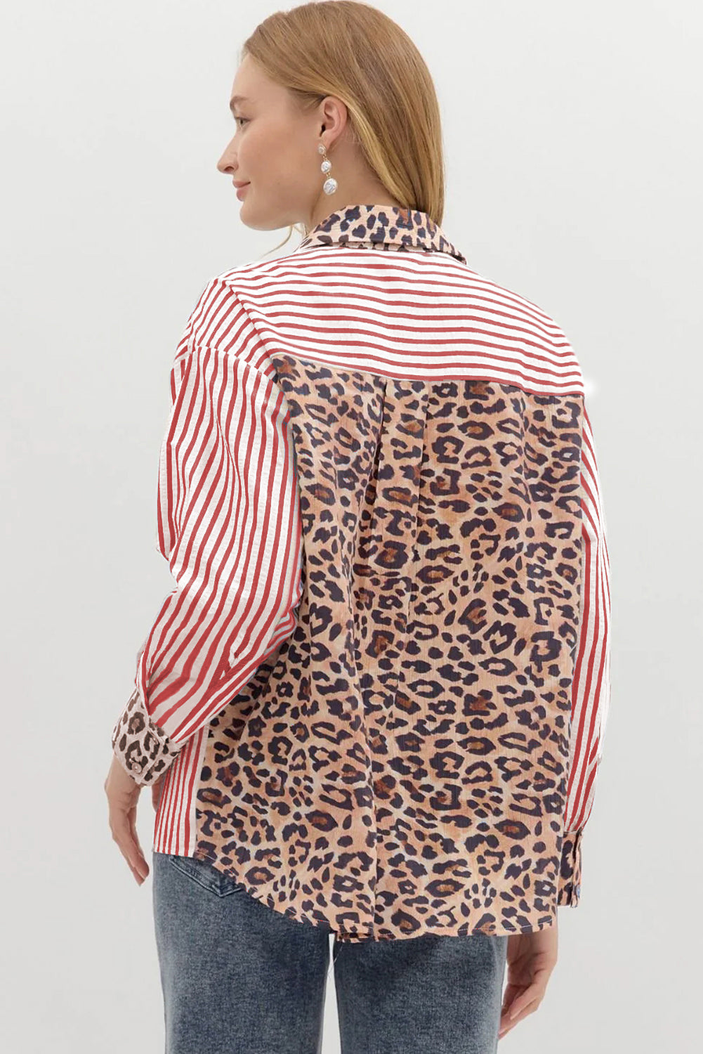 Sky Blue Striped Leopard — Tops/Blouses & Shirts, vue 8, LeGeekShop