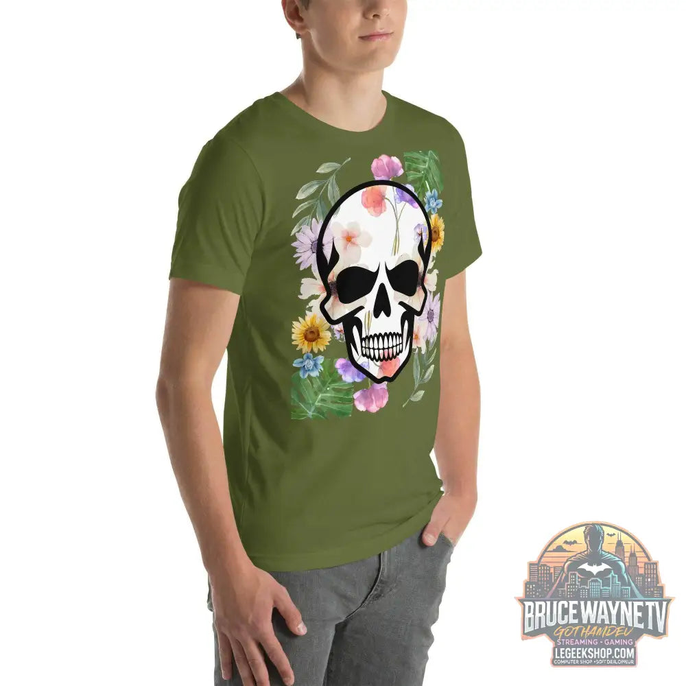 T-shirt Unisexe à Imprimé Crâne et Fleurs - Mode Estivale | Wayne Outfitters - Legeekshop