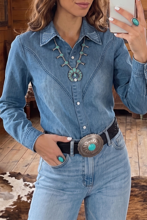 Chemise femme brodé, manches longues