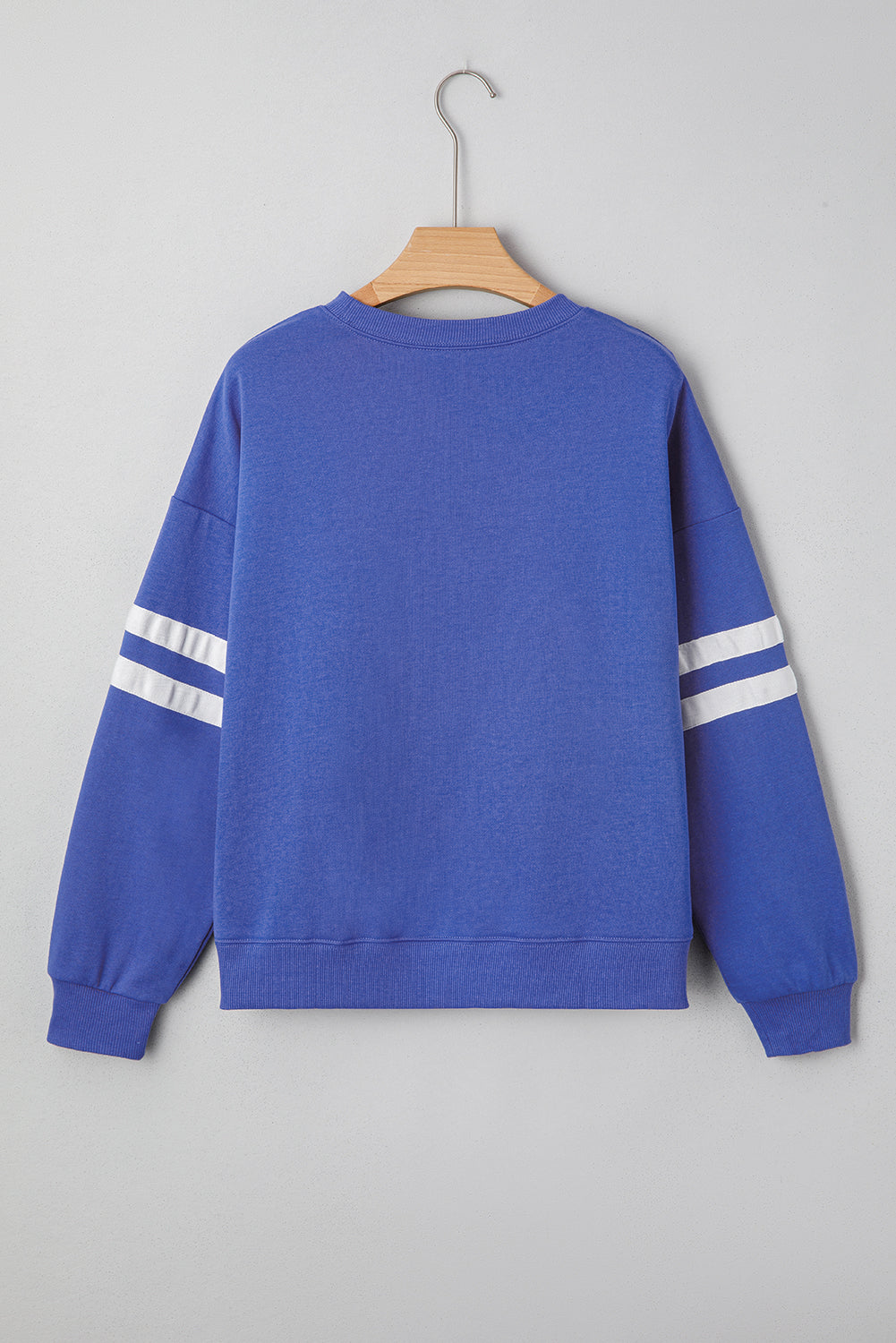 Sweat détails varsity, épaules tombantes, oversized — blanc