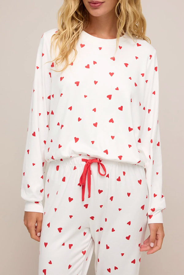 Pantalon femme à cordon, manches longues — rouge feu-P3