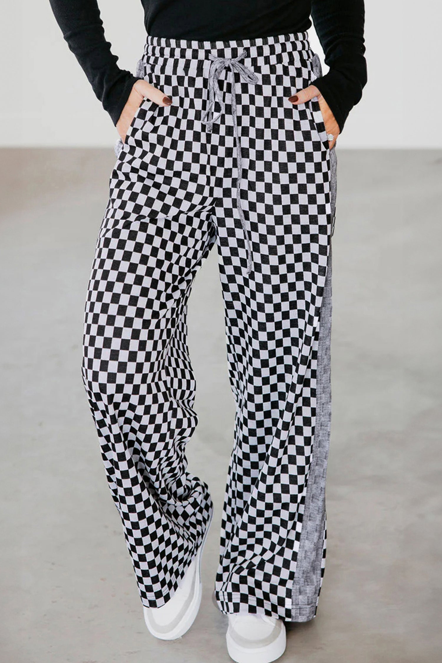 Pantalon femme à cordon, casual — blanc