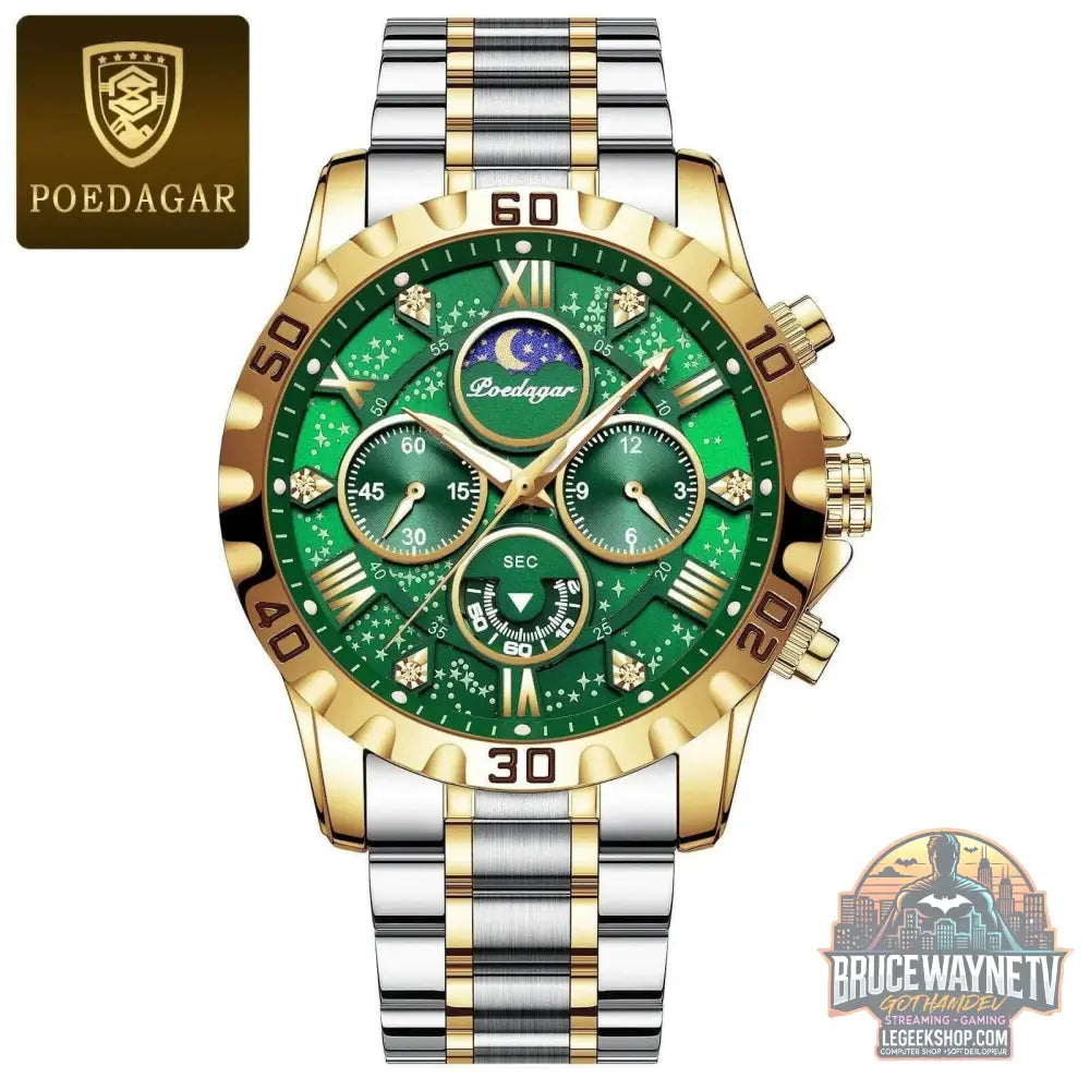 Montre de sport à quartz de luxe pour homme, étanche, Shoous, acier inoxydable, chronographe, horloge | POEDAGAR - Legeekshop