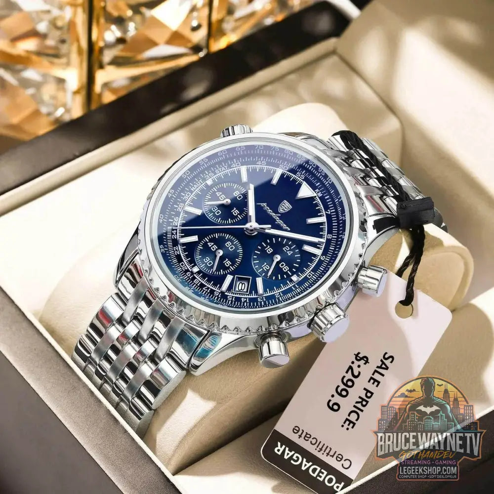 Montre à Quartz de Luxe en Acier Inoxydable pour Homme, Chronographe Étanche, Date Shoous, Militaire | POEDAGAR - Legeekshop