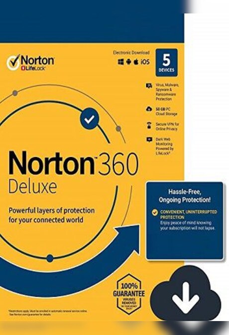 Norton 360 Deluxe - (5 Devices, 1 Year) - NortonLifeLock Key GLOBAL
